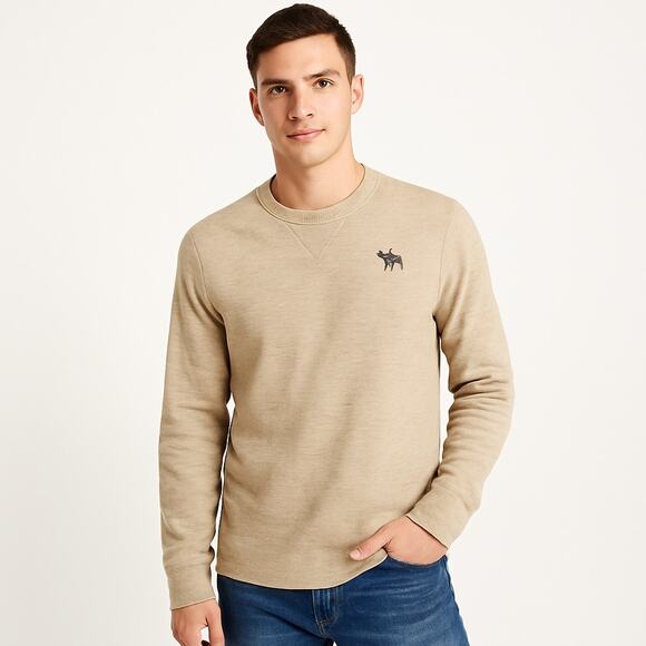 Abercrombie & Fitch Waffle Knit Thermal Long Sleeve Shirt Mens L Crewneck Moose - Picture 1 of 7